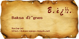 Baksa Ágnes névjegykártya